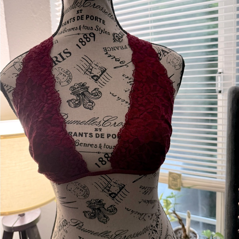 Free People Intimately T Back Bralette Size Large-Women| Color: Burgundy|Size: L